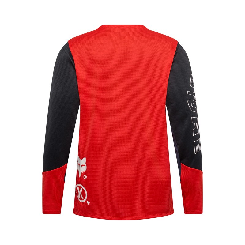 KOSZULKA ROWEROWA Z DŁUGIM RĘKAWEM FOX JUNIOR DEFEND ELEVATED FLUO RED YM
