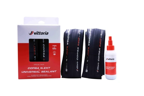 Zestaw Twin Pack opony Corsa N.EXT Pro G2.0 700x28C, czarna, zwijana + uszczelniacz 80 ml
