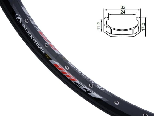 Obręcz extreme ALEXRIMS DM24 24"x48otw. bok CNC kapslowana czarna (DWZ)