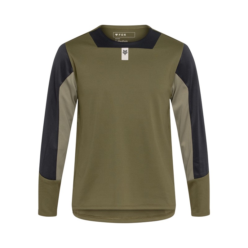 KOSZULKA ROWEROWA Z DŁUGIM RĘKAWEM FOX JUNIOR DEFEND OLIVE GREEN YL