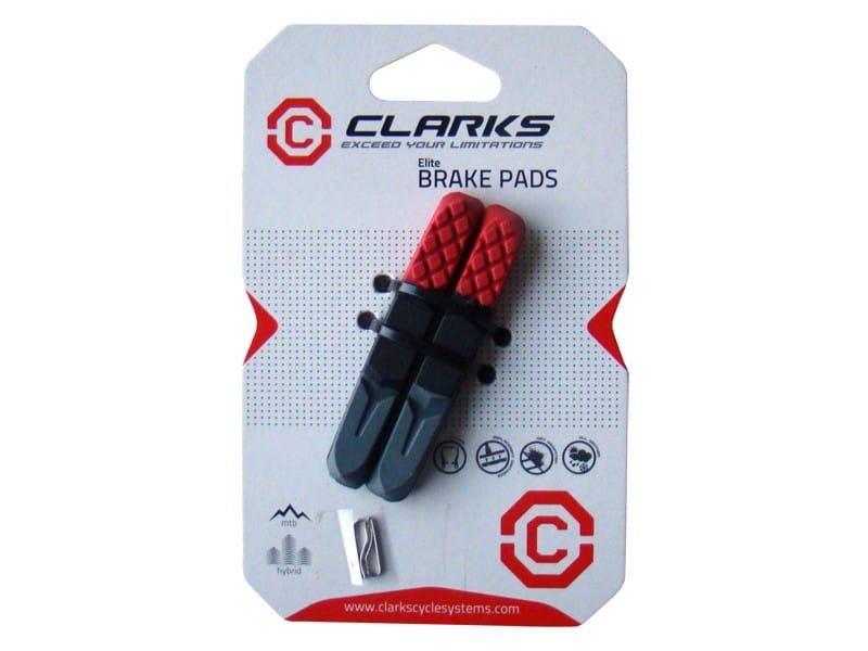 Wkładki hamulcowe CLARK'S CPS501 MTB (V-brake, Warunki Suche i Mokre) 70mm czerwono-czarno-szare
