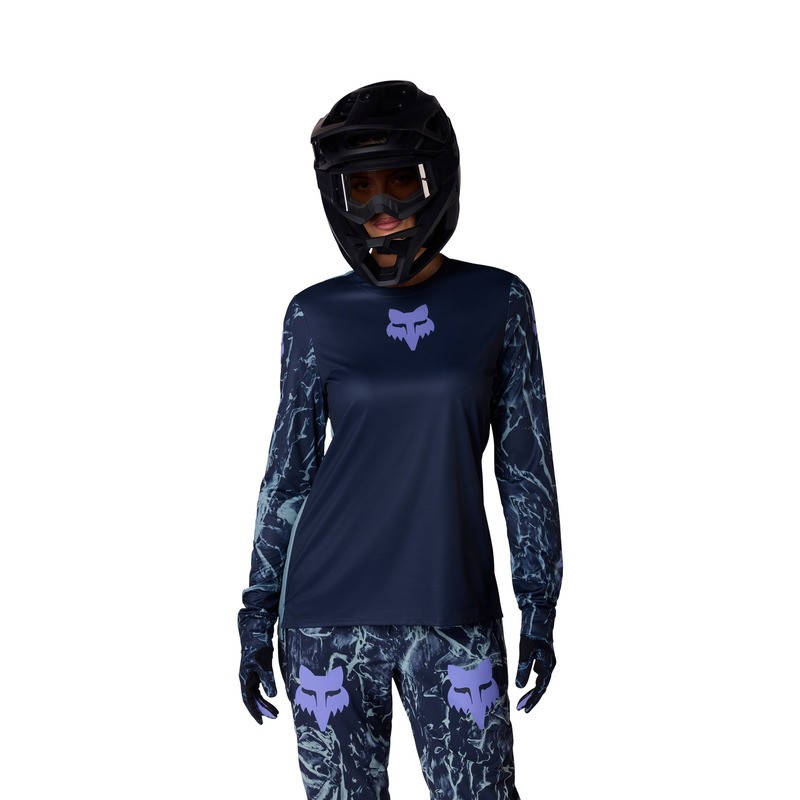 KOSZULKA ROWEROWA Z DŁUGIM RĘKAWEM DAMSKA FOX RANGER IMG PRINT ARCTIC BLUE M