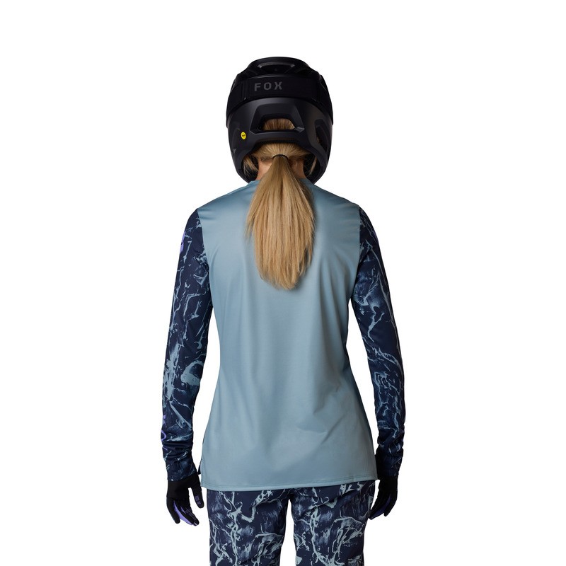 KOSZULKA ROWEROWA Z DŁUGIM RĘKAWEM DAMSKA FOX RANGER IMG PRINT ARCTIC BLUE M